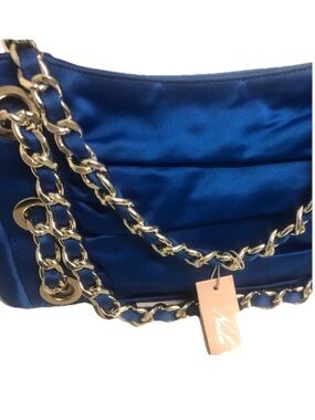 NEW with Tags! Neda Blue Satin Chain Purse